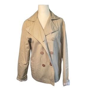 Roxy Double Breasted Utility Jacket Tan Khaki Mid-Weight Lined Button‎ Up M
